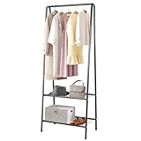 Youyijia Kleiderständer Metall Kleiderstange 60 cm x 151 cm Kleiner Garderobenständer für Schlafzimmer mit Schuhablage Kleiderstange mit Zwei Regalen Kleiderstangen für Kleidung (Schwarz)