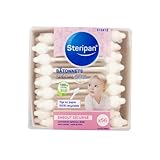 Steripan Baby-Q-Tips, 56 Stäbchen, Weiß, Baumwolle, Einfarbig, Sechseckig, 11 cm, Für Babys, Ohren & Nase, Lagern geschützt vor Licht & Feuchtigkeit