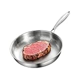 Bratpfanne mit Antihaftbeschichtung – Schmorpfanne aus Edelstahl, zum Anbraten von Steak, Sautieren, Herd, Küche, Haus, Familienessen