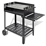 BBQ Grill Säulengrill Standgrill Kohlegrill Barbeque mit 2 Rädern, 40714
