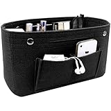 LIURFLNC Handtaschen Organizer, Innentasche für Handtaschen, 30x10x20cm Filz Innentaschen Tasche Organizer, Große Kapazität Insert Tote bag organizer für Handtaschen mit Mehreren Fächern (Schwarz)