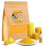 Bio-Bienenwachspastillen Gelb 1kg,100% Natürliches Bienenwachs Granulat fuer kosmetik, Kerzen, Cremes, Salben, Seifen, Wachstücher, Gelb Organic Beeswax für Kerzenherstellung-Nachhaltige Verpackung