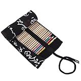 Aquarellpinsel Canvas Stifterolle Pinseltasche Rollmäppchen Stiftrolle Pen Case 72 Löcher Leinwand Stifterolle Roll Leinwand Pencil Wrap Federmappe Schlamperrolle Mäppchen Stifterolle Rollmäppchen