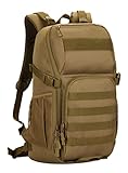 Huntvp Militärischer MOLLE Rucksack Jagd Rucksack Ausrüstung Taktischer Rucksack Assault Pack Student Schultasche 25L, Braun, Reiserucksäcke