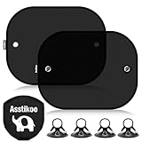 Asstikoo Sonnenschutz Auto Baby mit UV Schutz, Extra dunkel Universal Sonnenblende für Seitenfenster Schützt Mitfahrer, Kinder&Haustiere, Autofenster Sonnenschutz Kinder 44.5x36.5cm, 2 Stück