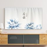 Hiseng TV -Abdeckung Staubschutzhülle, Hülle Bezug Für Fernsehen Schutzhülle Hängend/Desktop Universal Stoff Tv Hülle Anwendbar 32-75 Zoll Flacher Fernseher (32 Zoll,Blaue Blume)