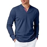 Langärmliges T-Shirt mit modischem Rundhalsausschnitt weiche Passform bequemes Basic Top für täglichen mehrlagige Stylingmöglichkeiten (Navy, M)