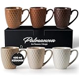 MIAMIO – 6 x 400 ml – Kaffeetassen Set/Becher – Moderne Keramik Tasse Matt – Kaffeetasse groß – Palmanova Kollektion (Beige)