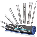 S&R WerkFix Rohrsteckschlüssel set 7-tlg. mit Drehstange : 6/7, 8/9, 10/11, 12/13, 14/15, 16/17, 18/19 mm aus CrV-Stahl in der Rolltasche