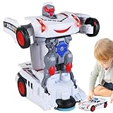 Transformierendes Polizei-Autospielzeug,Transformierendes technisches Autospielzeug | Multifunktionales Roboterautospielzeug mit LED-Lichtmusik - Polizeiauto, kreatives Verwandlungsspielzeug zum Gebur