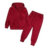 MYGBCPJS Trainingsanzug für Jungen und Mädchen, Velours-Reißverschluss, langärmelig, Pullover mit Kapuze und elastischer Taille, 2-teiliges Set, Farbe: Nr. 05, 6-7 Jahre