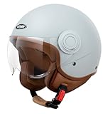 YEMA Helmet Jethelm DW-631 Moped Scooter ECE 3/4 Halbhelm für Herren Damen (Grau, XL)