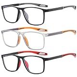 Fsread Lesebrillen Herren 3er Set Sportliches Design, Bequeme und flexible Leichte Blaulichtblockierende Lesehilfe für Herren +2.0