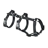 Ferplast Hundegeschirr Kleine Hunde Brave SMALL, Ausbruchsicheres Hundegeschirr, Greyhound, Verstellbares Geschirr für Hunde, 6 Verschlüsse, Schwarz