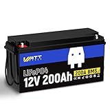 WattCycle 12,8 V 200 Ah LiFePO4 Lithiumbatterie 1 Packung – 15.000+ Zyklenlebensdauer, integriertes 200 A BMS, extreme Temperaturbeständigkeit – perfekt für Wohnmobile