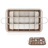 Brownie Backform, Backblech Brownies mit 18 Trennwänden Kuchenblech Quadratische Backform Verstellbar Backformen mit Antihaftbeschichtung für Backen von Kuchenkeksen Karbonstahl
