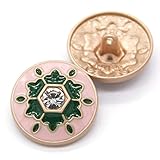 GVNFJKJK Dekorative Hemdknöpfe, 6 Stück Vintage runde Diamant-Perlen-Gold-Metallknöpfe for Damenbekleidung, Pullover, dekorative Mantelknöpfe, Nähzubehör(Roze,25mm)