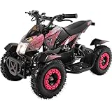 Actionbikes Motors Kinder Quad Elektro ATV Cobra | 𝟑𝟔 Volt 𝟖𝟎𝟎 Watt Motor bis 𝟑𝟎 km/h - Kinderquad - Pocket Quad - Safety Touch Fußschalter - Miniquad - Für Kinder ab 6 Jahren (Pink/Schwarz)