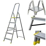 MELMAX - ALULEITER, Stehleiter bis zu 120 kg, Haushalts-Klappleiter, sichere Leiter, rutschfeste Stufen, Leiter für jeden (5 Stufen)