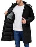 Voqeen Herren Winterjacke Lang Warme Winterparka Winddicht Steppjacke mit Abnehmbare Kapuze Winter Parka mit Dicke Gefüttert Outdoor Mantel mit Verstellbare Riemen für Männer