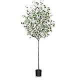 Fopamtri Künstliche Eukalyptus 180 cm Künstliche Pflanze Eukalyptus Deko für Drinnen Draußen Modern Decor Kunstpflanzen Plastikpflanzen im Topf für Home Schlafzimmer Büro Garten (1 Stück)