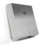 Floordirekt Papierspender aus Edelstahl für 350 bis 550 Papierhandtücher - abschließbar mit 2 Schlüsseln - Handtuchspender inklusive Montagematerial - Falttuchspender Papiertuchspender C/V-Falz