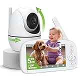 LEMFO Babyphone mit Kamera 5' 720P IPS Video Baby Monitor ohne WLAN, 355 Grad Nachtsicht, Geräusch-/Temperaturerkennung, Zwei-Wege Audio, 500m Hohe Reichweite, Plug & Play/5000mAh Akk (5.5in)