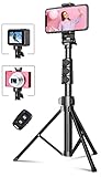 CIRYCASE 142cm Handy Stativ, Erweiterbarer All-in-One Selfie Stick Stativ mit Bluetooth Fernbedienung, Smartphone & Kamera Stative Kompatibel mit iPhone, Galaxy, Perfekt für Selfies/Videoaufnahmen