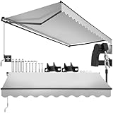 tectake® Gelenkmarkise, Markise ausziehbar mit Gelenkarm, Sonnenmarkise mit Wandhalterung, Sichtschutz Garten, Sonnenschutz Balkon, Markisen für Terrasse, Fenstermarkise - hellgrau, 300 x 250 cm