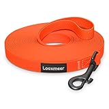 Looxmeer Wasserdicht Schleppleine 3m /5m /7m /10m /15m /20m /25m /30m Hundeleine mit Handschlaufe D-Karabiner, Wasserfest Laufleine für Große bis Kleine Hunde, Reißfeste und Robuste Übungsleine