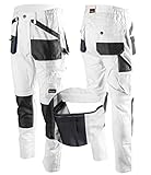 Brixton Malerhose 2in1 Arbeitshose Arbeitsshorts Gartenhose Montagehose Sicherheitshose Shorts Hose weiß (54)