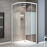 Schulte Sunny Runddusche, 90 x 90 x 190 cm, 5 mm Sicherheitsglas Dekor Dezent light, Alpinweiß, Duschkabine zur Montage auf Duschwanne und Fliesen, EP395618 04 117