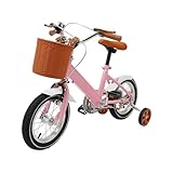 HUOMMGS 12 Zoll Kinderfahrrad Upgraded Kinder Fahrrad für ab 2-4 Jahre Höhenverstellbar Kinderfahrrad mit Stützrädern und Korb Jugend Fahrrad für Jungen & Mädchen (Rosa)