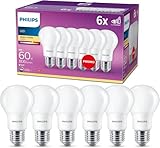 Philips Lighting Philips LED Classic E27 Lampen 6-er Pack (60 W), matte LED Lampen mit warmweißem Licht, energiesparende LED Beleuchtung mit langer Nutzlebensdauer