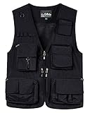 KTWOLEN Herren Outdoor Weste mit Mehreren Taschen Leicht Anglerweste Jagdfischen Outdoor Camping Fotografie Ärmellos Angeljacke, A-schwarz, XL