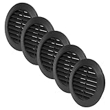 Vent Systems 5 Stück 70 mm Schwarz Luftregister – Lüftungsgitter durch die Tür - Mit Insektenschutzgitter - runde Lüftungsgitter für den Innenbereich – Badezimmer, Schrank, Garage