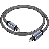 Leloco Optisches Audiokabel 2M Toslink Kabel, Optical Audio Cable, Nylon Geflochten Optisches Kabel, Vergoldet, Aluminiumhülle, Für Verstärker, Audio, Decoder, Projektor, DVD, PS4, Xbox usw