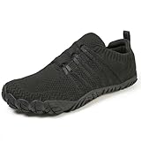 Barfußschuhe Damen Herren Breite Barfuss Schuhe Laufschuhe Zero-Drop Sohlen Zehenschuhe Traillaufschuhe Leichte Atmungsaktiv Fitnessschuhe Komfort rutschfest Straßenlaufschuhe Unisex(Schwarz 40EU)