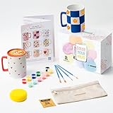 Winund Tasse Bemalen Set – 2er Set Tasse Selber Bemalen mit Farben & Pinseln – Keramik & Porzellan Malset für Erwachsene & Kinder – DIY Geschenkidee zum Selbstgestalten