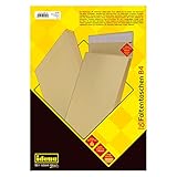 Idena 346096 - Faltentasche haftklebend ohne Fenster, DIN B4, 150 g/m², 4 cm Boden, 10 Stück, 250 x 353 x 40 mm, natron/braun