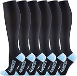 CAMBIVO 6 Paar Kompressionsstrümpfe Damen Herren, Stützstrümpfe,Kompressionsstrümpfe klasse 2, Kompressionssocken für Laufen, Sport, Flug, Reise