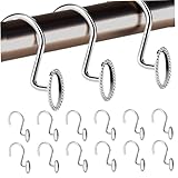Duschvorhangringe, 12 Stück Duschvorhang Haken, rostbeständige Zinklegungs Duschvorhang Ringe Silber Duschhaken für Duschvorhangstange, gleitende dekorative Duschvorhangstarke