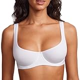 DOBREVA Damen Balconette Dirndl Minimizer BH mit bügel ohne Polster Tshirt BHS Große Brüste Starker Halt Weiss 75C