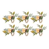 Haslbeck, Set mit 6 Blumenserviettenhaltern mit Perlen, Tischringe für Hochzeit, Weihnachten, Urlaub, Einfache Installation