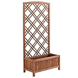 Outsunny Blumenkasten mit Rankgitter - Blumenkasten - Standblumenkasten - ABM. 60L x 30l x 122H cm Holz Tanne vorgeölt