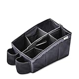 hauck Auto Organizer mit 2 Getränkehalter, 6 verstellbare Fächer & Tragegriff für Rücksitzbank Kinder Aufbewahrungsbox mit Tragegriff, Faltbar, Fixierbar, Grau