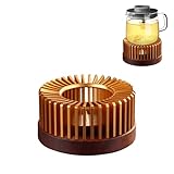 Irtyif Stövchen,Teewärmer,Stövchen Für Teekanne,Teekannenwärmer,Stövchen Für Teekanne Aus Legierungen Mit Holzsockel,Isolierung Aushöhlen,Für Erwärmen und Aufwärmen von Milch,Tee und Kaffee(Gold 11cm)