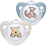 NUK Trendline Schnuller | 0-6 Monate | BPA-freier Schnuller aus Silikon | Disney Winnie Puuh | Blau (Junge) | 2 Stück (1er Pack)