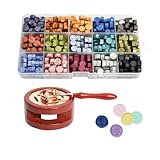 Wachssiegel-Set, ca. 375 Wachsperlen, mit Erhitzer und Wachsschmelzlöffel, Geeignet zum Briefumschlagbestempeln, Einladungsbestempeln, Hochzeitseinladungsbestempeln und Geschenkverpackungen (Dunhuang)