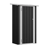 Aoxun Metall Gerätehaus 0,88 m² 88x61x164cm Geräteschuppen mit abschließbarer Tür und Pultdach Kleiner Gartenhaus für Hinterhof Terrasse und Rasen, Schwarz